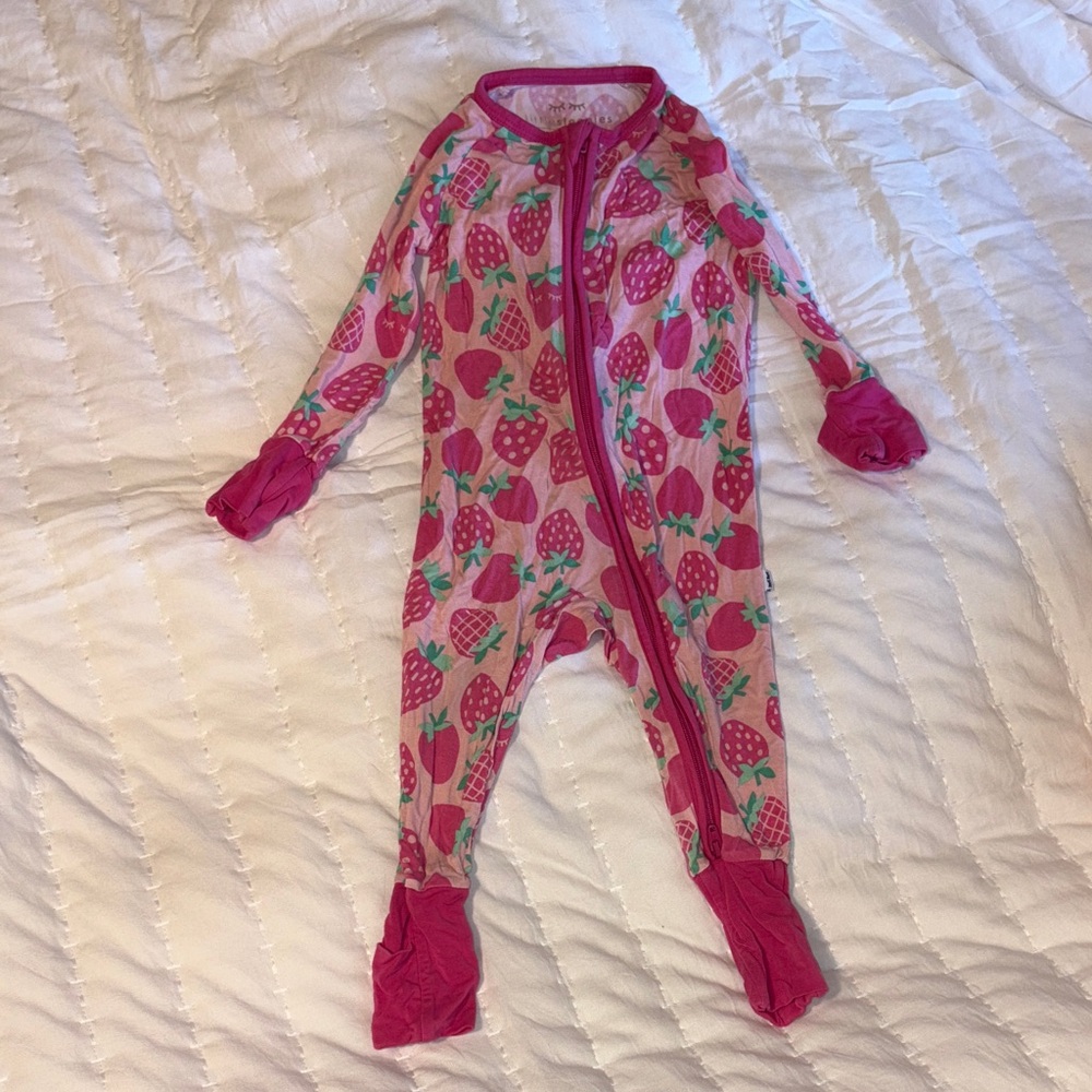 Little Sleepies Pink Strawberry Footie
